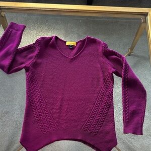 Stylish V-Neck Sweater in Rich Purple